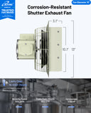 iLiving ILG8SF10S-CR 10-Inch Corrosion Resistance Shutter Exhaust Fan, Single Speed