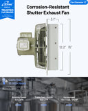 iLiving ILG8SF12S-CR 12-Inch Corrosion Resistance Shutter Exhaust Fan, Single Speed