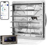 ILG8SF24V-DC - iLIVING 24" Smart Wall Mounted Shutter Exhaust Fan, 4244 CFM, 12-Speed, WiFi App Control Ventilation for Garages, Warehouse, Barn, Greenhouses, Auto Temperature Humidity Control, BLDC Motor, Hardwired