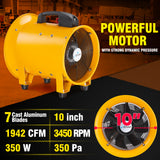 iLIVING - ILG8VF10 Utility High Velocity Blower, Fume Extractor, Portable Exhaust and Ventilator Fan, Air Ventilation with 1942 CFM, 3450 RPM (10 Inch)