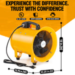 iLIVING - ILG8VF10 Utility High Velocity Blower, Fume Extractor, Portable Exhaust and Ventilator Fan, Air Ventilation with 1942 CFM, 3450 RPM (10 Inch)
