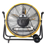 iLiving 24 Inch 3-Speed Orbital Internal Oscillating High Velocity Barrel Floor Fan for Office, Auto Shop, Garage, Workshop, Warehouse, 7800 CFM, Yellow
