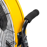 iLiving 24 Inch 3-Speed Orbital Internal Oscillating High Velocity Barrel Floor Fan for Office, Auto Shop, Garage, Workshop, Warehouse, 7800 CFM, Yellow