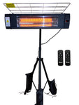 DR. INFRARED HEATER DR-338 Carbon Infrared Patio Heater with Tripod, Optional On/Off Tip-Over Protection, Freestanding or Wall-Mounted, Black