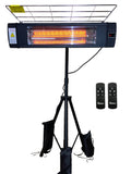 DR. INFRARED HEATER DR-338 Carbon Infrared Patio Heater with Tripod, Optional On/Off Tip-Over Protection, Freestanding or Wall-Mounted, Black