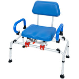 ILG-668 -  iLIVING Tub Transfer Bench Shower Chair for Inside Shower with Easy Access Swivel Padded Seat and Pivoting Arms, and Adjustable Height for Handicap and Seniors, Blue