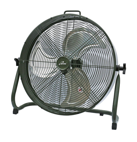 ILG8RX18 - iLiving 18" Rechargeable Battery Operated Camping Floor Fan, High Velocity Portable Outdoor Fan with Metal Blade, With Built-in Lithium Battery for Whole Day Usage, 18 Inches, Military Green