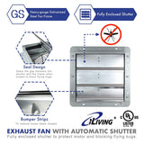 ILG8SF12VC - iLiving 12 Inch Smart Remote Shutter Exhaust Fan with Thermostat, Humidistat, Variable Speed, Timer, Wall Mounted, 12"