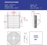 ILG8SF24V-T - iLiving 24 inch Shutter Exhaust Attic Garage Grow Fan, Ventilation fan with 2 Speed Thermostat 6 Foot Long 3 Plugs Cord