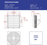 ILG8SF24V - iLIVING 24 Inch Variable Speed Shutter Exhaust Fan, Wall-Mounted