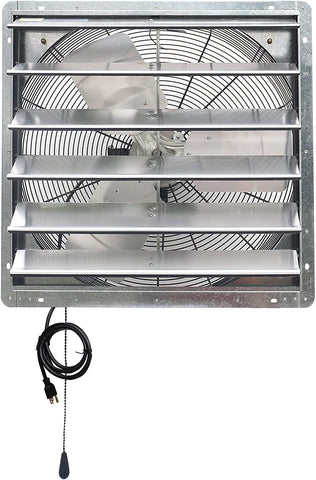 ILG8SF24V-T - iLiving 24 inch Shutter Exhaust Attic Garage Grow Fan, Ventilation fan with 2 Speed Thermostat 6 Foot Long 3 Plugs Cord