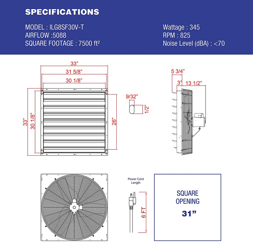 ILIVING Thermospeed Wall Switch Exhaust Fan Controller - Auto Cycle On/Off