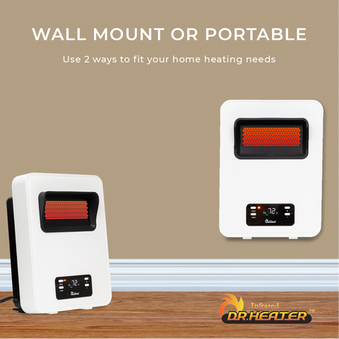 Dr Infrared Heater DR-908 HeatStyle 2-Way Wall Mount or Portable Space –  iLiving USA