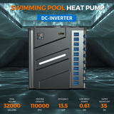 DR. Infrared Heater DR-1100HP Full DC Inverter 110,000 BTU Pool Heat Pump for In-Ground and Above-Ground Swimming Pools, WiFi Smart Control via APP