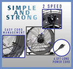 ILG8MF24-77 - iLIVING 24" High Velocity Drum Fan Industrial, Commercial, Residential Air Circulator for Garage, Shop, Patio, Barn, Greenhouse, Speed Control 7700CFM, UL Listed