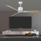 ILG8CF56W - iLIVING 56-Inch Quiet BLDC Indoor Ceiling Fan with Remote Control, 3 Blades 6 Speeds, 6300 CFM, White/Wood Finish