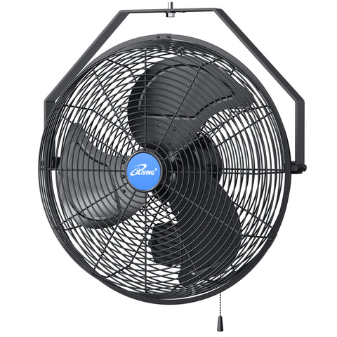 ILG8E18-15 - iLIVING 18" Wall Mounted Variable Speed Indoor/Outdoor Weatherproof Fan, Industrial grade for Patio, Greenhouse, Garage, Workshop, and Loading Dock, 6360 CFM, Black