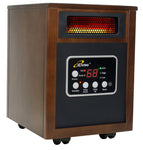 iLIVING ILG-918 Portable Infrared Space Heater with Walnut Wooden Cabinet, Fan Forced, 1500W
