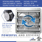 ILG8SF16V-ST - iLIVING 16" Wall Mounted Shutter Exhaust Fan, Automatic Shutter, with Thermostat and Variable Speed controller, 0.85A, 1200 CFM, 1800 SQF Coverage Area, Silver