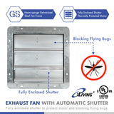 ILG8SF10V-ST - iLIVING 10" Shutter Exhaust Fan with Thermospeed(TM) controller, 65W, 820 CFM, Silver