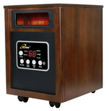 iLIVING ILG-918 Portable Infrared Space Heater with Walnut Wooden Cabinet, Fan Forced, 1500W